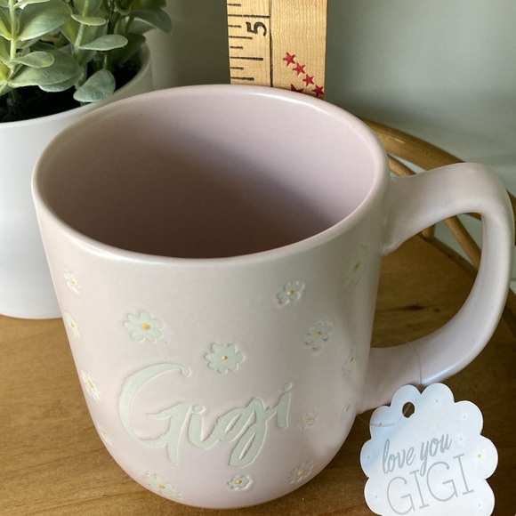 Gigi Coffee Mug Sunday Mornings Hand Painted Stoneware Daisy Floral MOD feminine - Picture 7 of 8